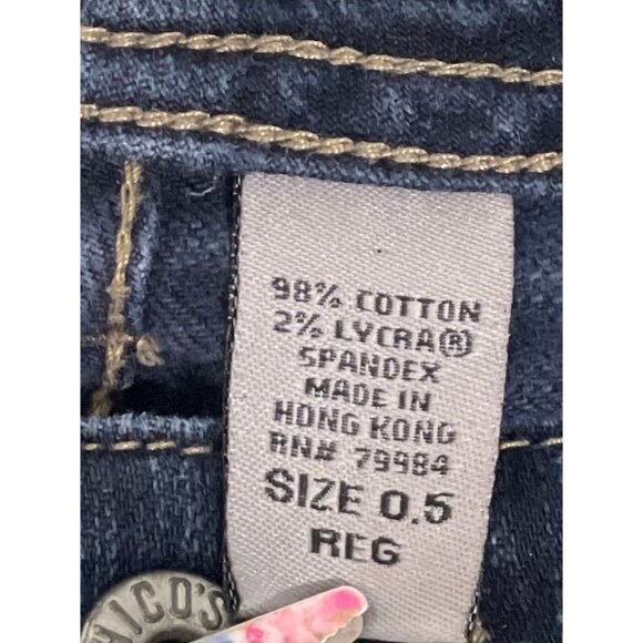 CHICO’S PLATINUM DENIM WOMEN'S DARK WASH BLUE JEANS SIZE 0.5/6 REG - Picture 7 of 14